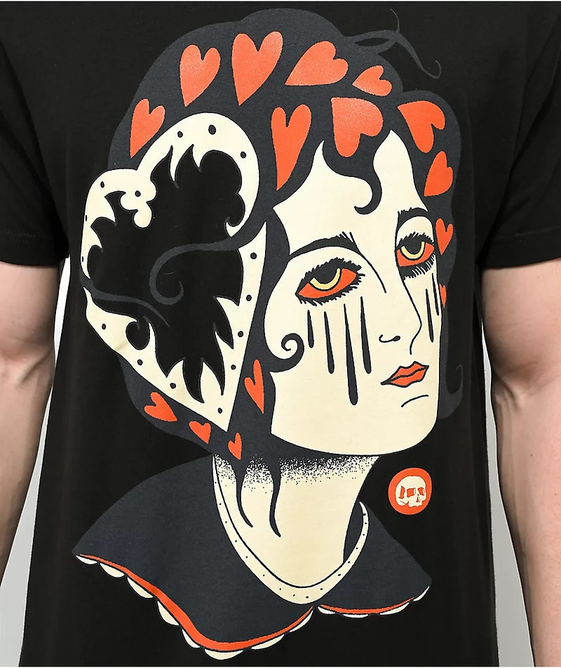 Teen Hearts Tattoo Heart Girl Black T-Shirt