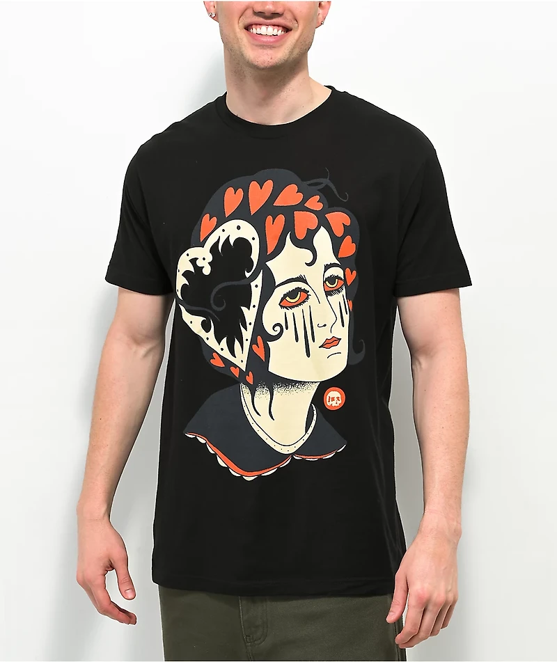 Teen Hearts Tattoo Heart Girl Black T-Shirt