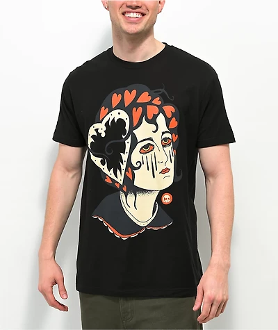 Teen Hearts Tattoo Heart Girl Black T-Shirt