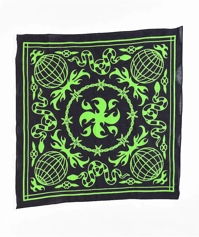 The Artist Collective Globe Black & Lime Bandana