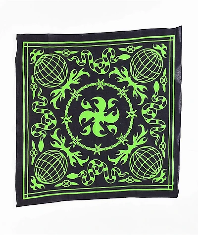 The Artist Collective Globe Black & Lime Bandana