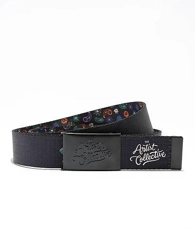 The Artist Collective Party Patterns Black Reversible Web Belt