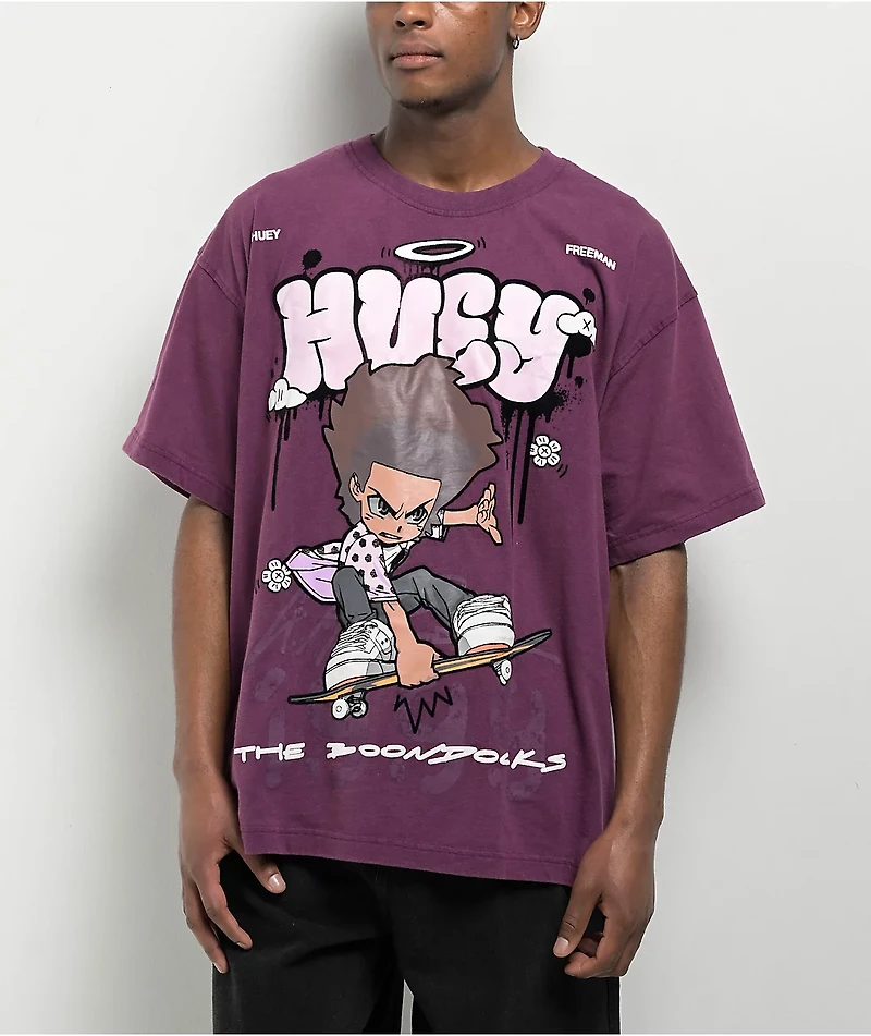 The Boondocks Huey Purple Stone Wash T-Shirt