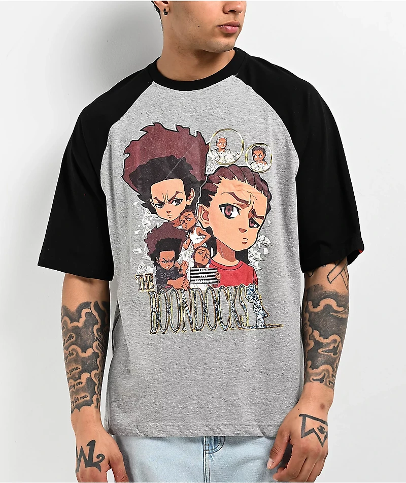 The Boondocks Making Money Black & Grey Raglan T-Shirt