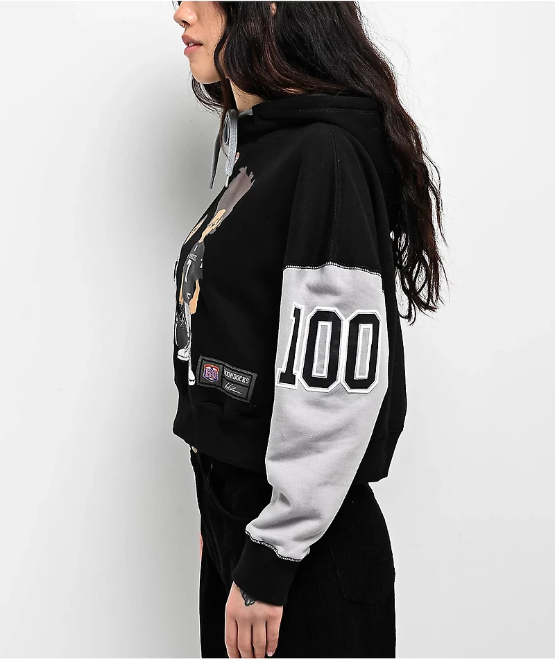 The Boondocks Riley & Huey Black Grey Crop Hoodie