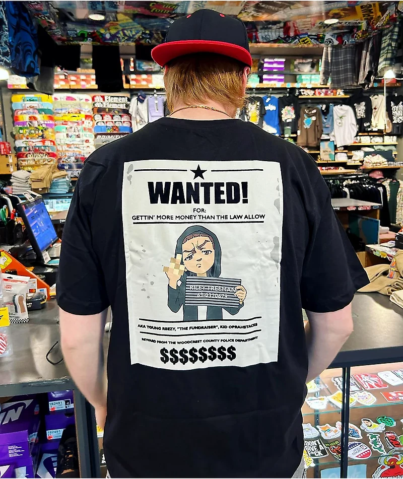 The Boondocks Wanted Riley Black T-Shirt