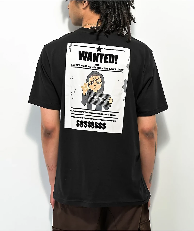 The Boondocks Wanted Riley Black T-Shirt