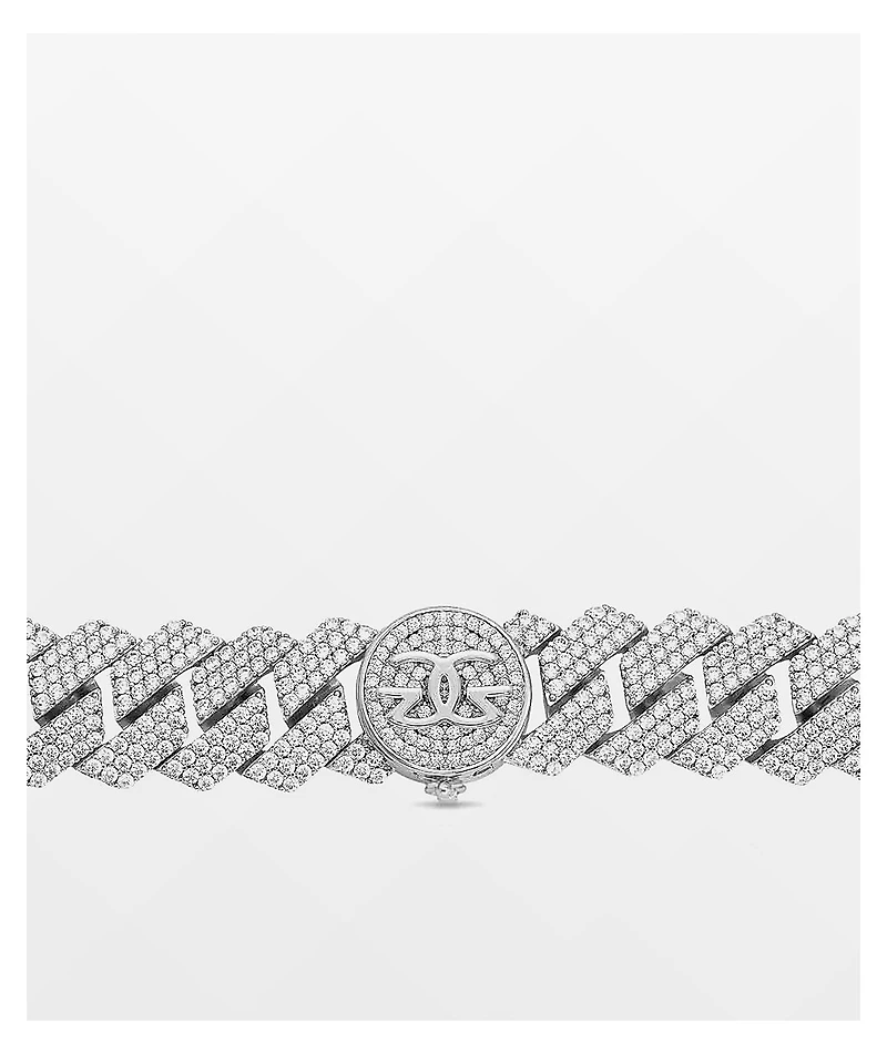 The Gold Gods 18" 3 Row Diamond White Gold Cuban Chain Necklace