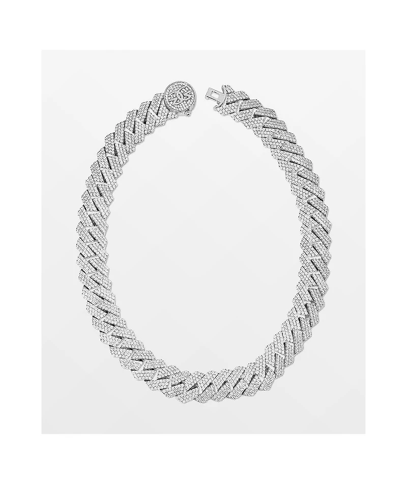 The Gold Gods 18" 3 Row Diamond White Gold Cuban Chain Necklace