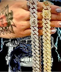 The Gold Gods 3 Row 18" Diamond Gold Cuban Chain Necklace