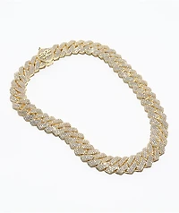 The Gold Gods 3 Row 18" Diamond Gold Cuban Chain Necklace