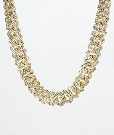 The Gold Gods 3 Row 18" Diamond Gold Cuban Chain Necklace