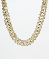 The Gold Gods 3 Row 18" Diamond Gold Cuban Chain Necklace