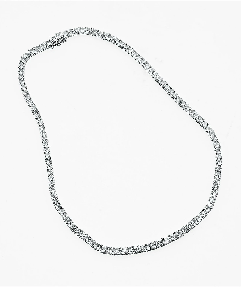 The Gold Gods 4mm 18" White Gold Tennis Chain Necklace