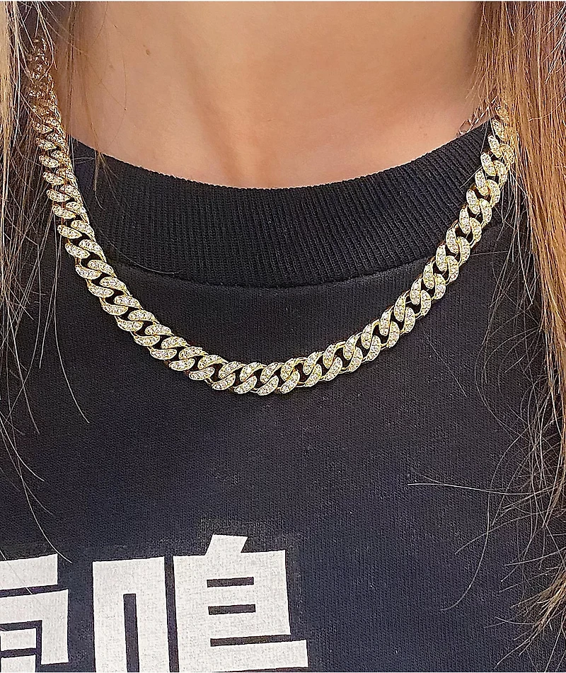 The Gold Gods 8mm Micro Diamond Cuban 18" Gold Necklace