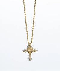 The Gold Gods Diamond Rose Cross Gold 22" Necklace