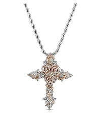 The Gold Gods Diamond Rose Cross Silver 22" Chain Necklace