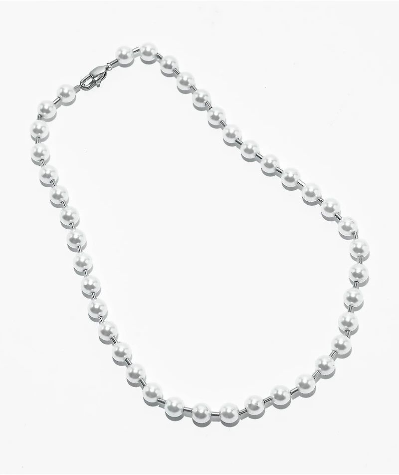 The Gold Gods Full Pearl 18" White Gold Chain Necklace