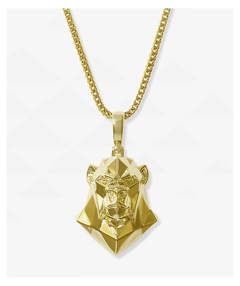 The Gold Gods Gold 22" Ape Head Pendant & Rope Chain Necklace