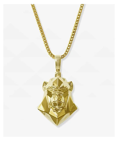 The Gold Gods Gold 22" Ape Head Pendant & Rope Chain Necklace
