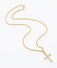 The Gold Gods Gold Flooded Cross Rope 20" Chain Necklace