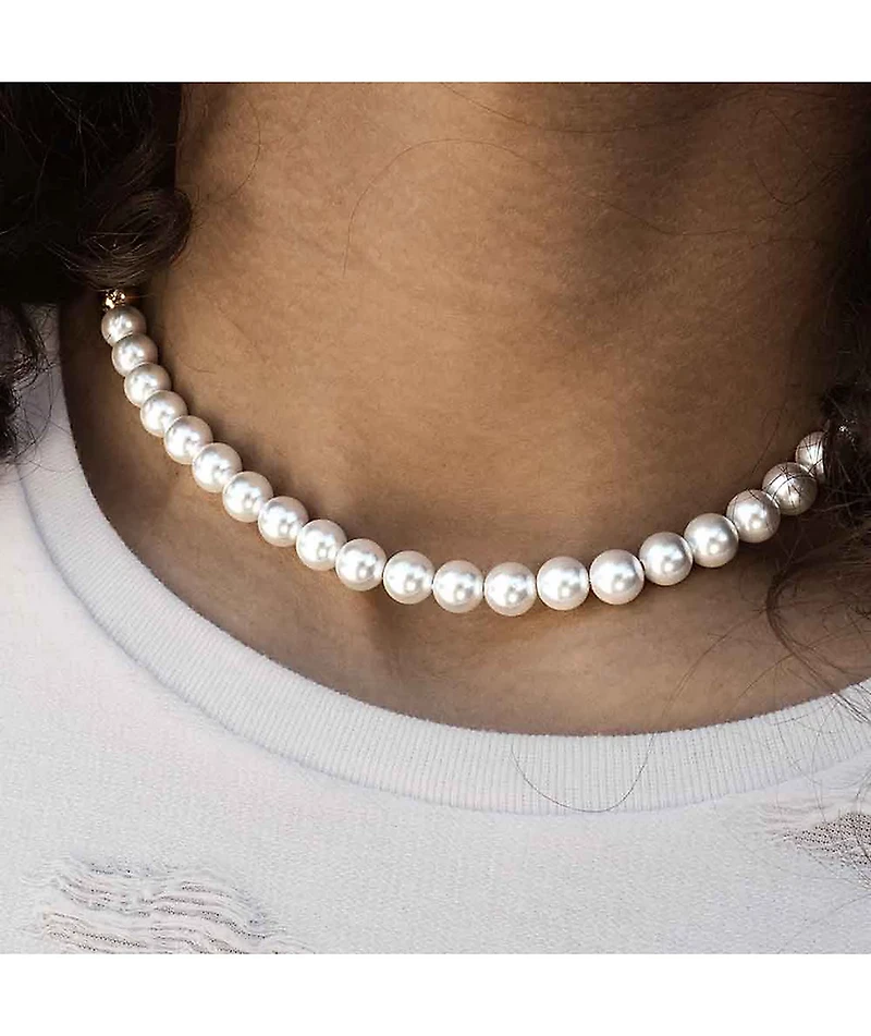 The Gold Gods Half Pearl 18" White Chain Necklace