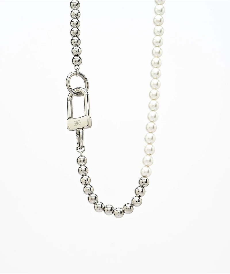 The Gold Gods Half Pearl 18" White Chain Necklace