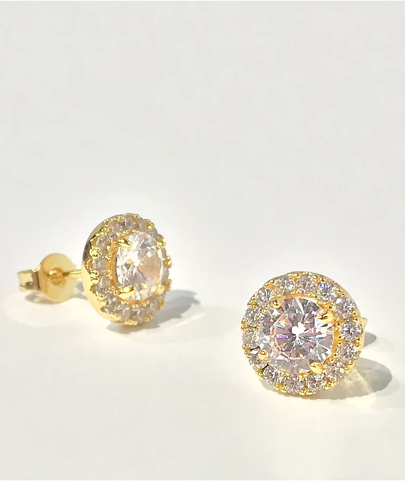 The Gold Gods Halo Diamond Gold Stud Earrings