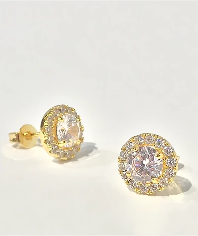 The Gold Gods Halo Diamond Gold Stud Earrings