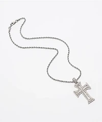 The Gold Gods Kings Diamond Cross 22" Rope Chain White Necklace