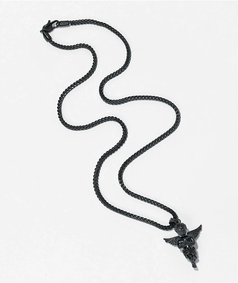 The Gold Gods Micro Angel Black Rhodium Necklace