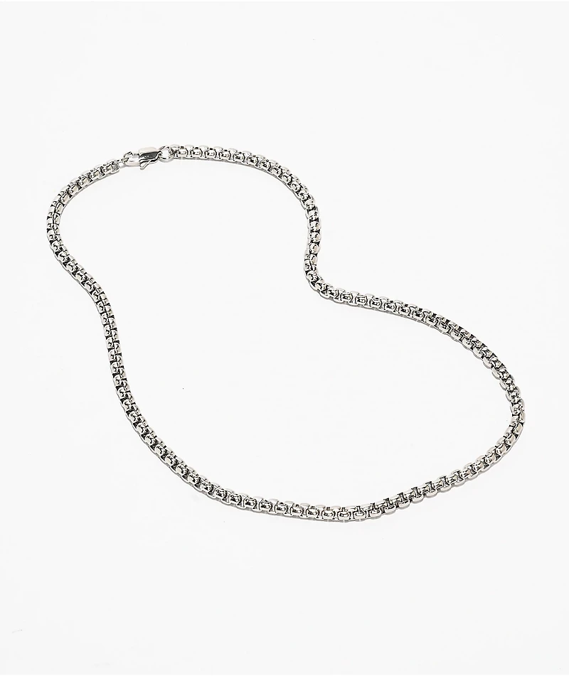The Gold Gods Round Box Link 20" White Gold Chain Necklace