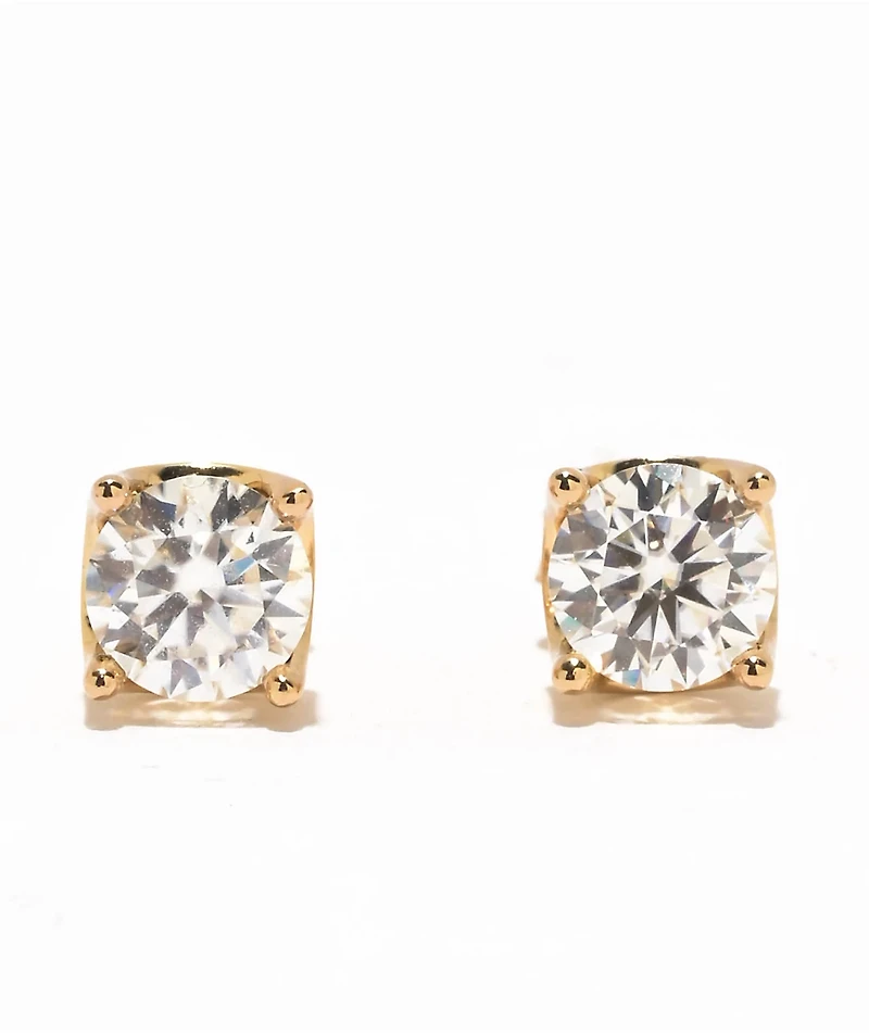 The Gold Gods Round Cut Moissanite Stud Earrings