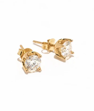 The Gold Gods Round Cut Moissanite Stud Earrings