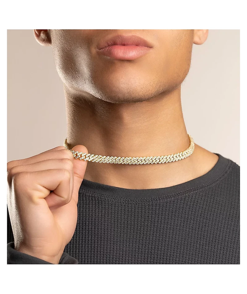 The Gold Gods Straight Diamond & 8mm Cuban Chain Necklace