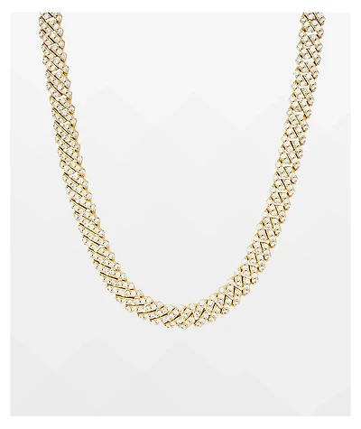 The Gold Gods Straight Diamond & Gold 8mm Cuban Chain Necklace