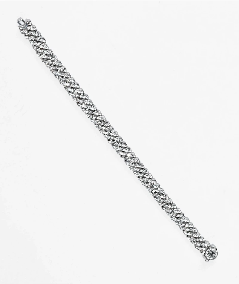 The Gold Gods Straight Diamond White Gold 8mm Cuban Link Bracelet
