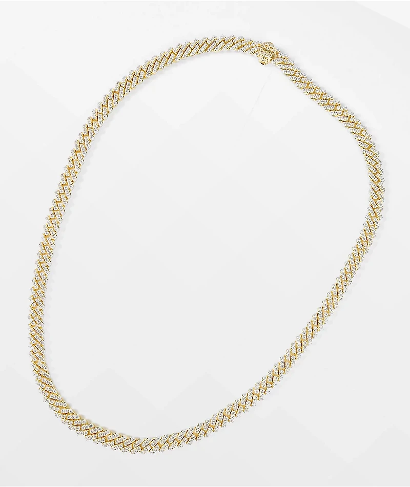 The Gold Gods Straight Edge 8mm 22" Gold Diamond Cuban Link Choker Chain Necklace
