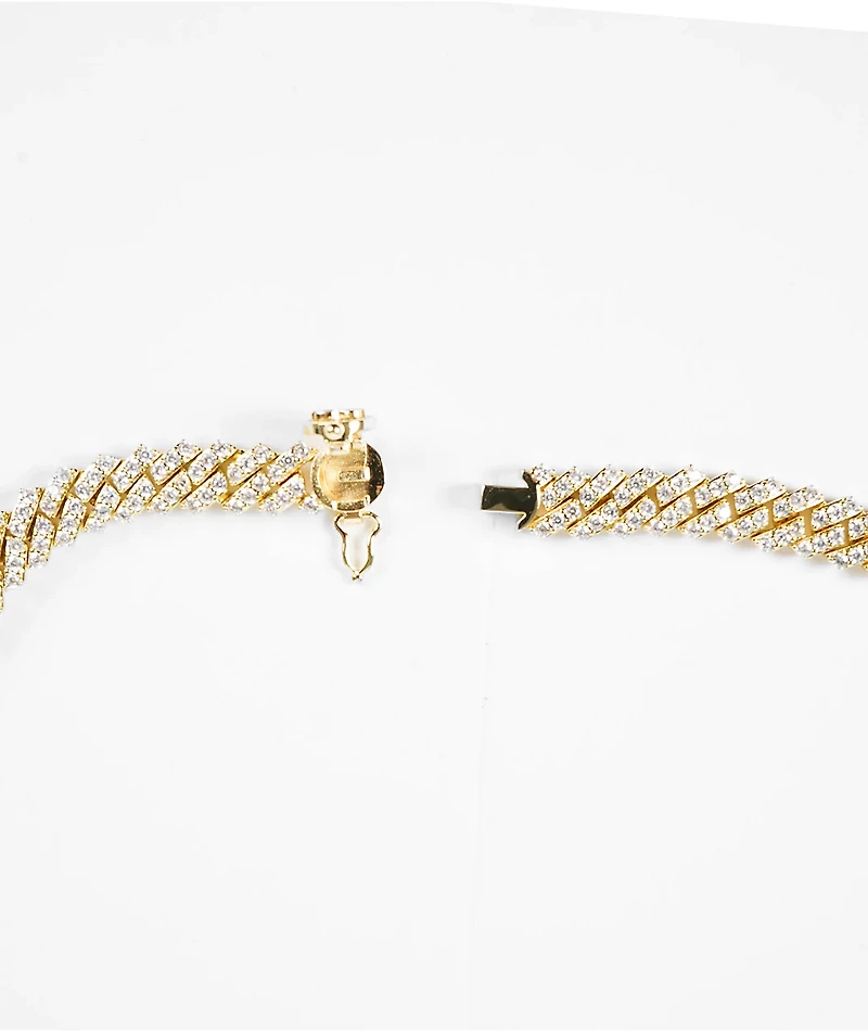 The Gold Gods Straight Edge 8mm 22" Gold Diamond Cuban Link Choker Chain Necklace