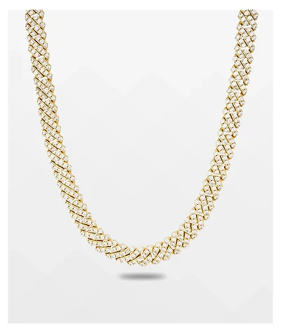 The Gold Gods Straight Edge 8mm 22" Gold Diamond Cuban Link Choker Chain Necklace