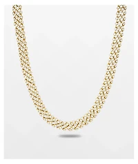 The Gold Gods Straight Edge 8mm 22" Gold Diamond Cuban Link Choker Chain Necklace