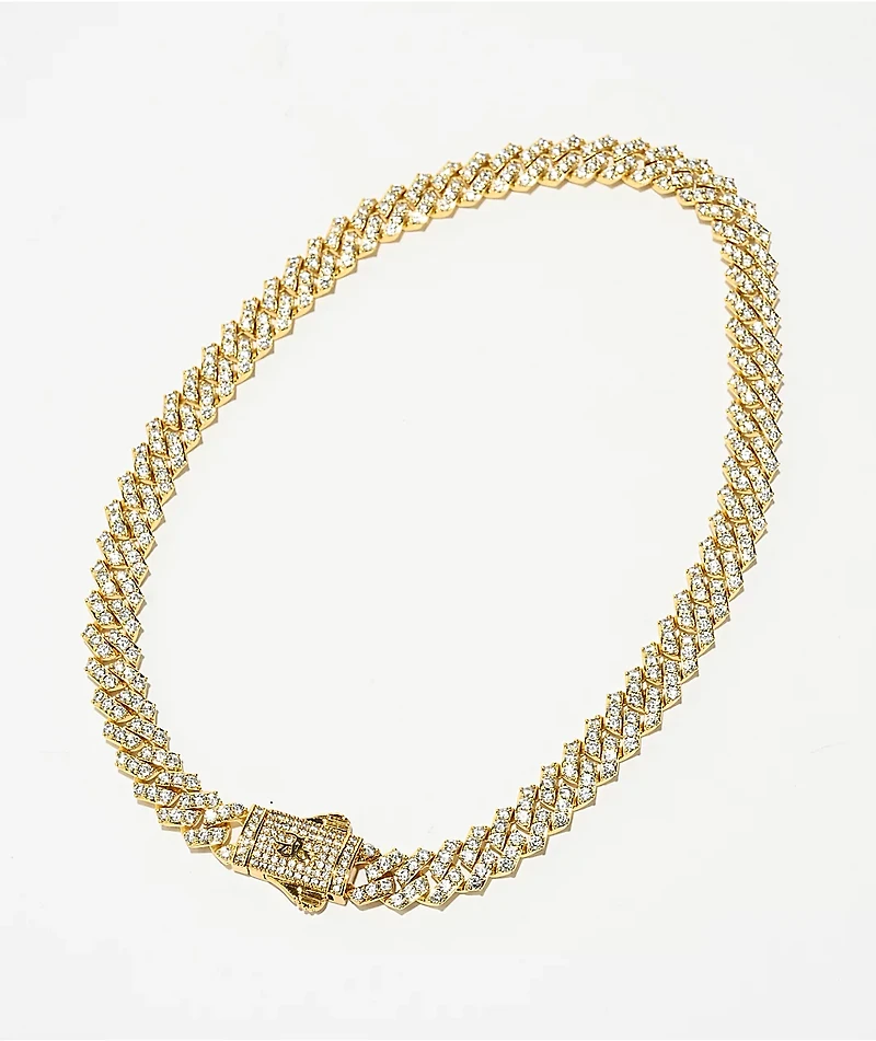 The Gold Gods Straight Edge Diamond & Gold Cuban Chain Necklace