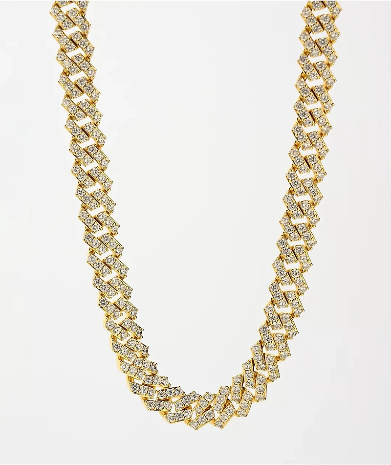 The Gold Gods Straight Edge Diamond & Gold Cuban Chain Necklace