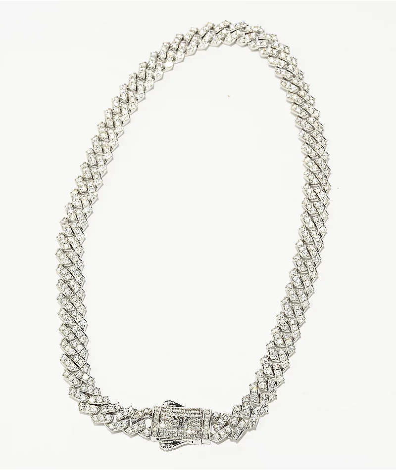 The Gold Gods Straight Edge Diamond & White Gold Cuban Chain Necklace