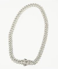 The Gold Gods Straight Edge Diamond & White Gold Cuban Chain Necklace