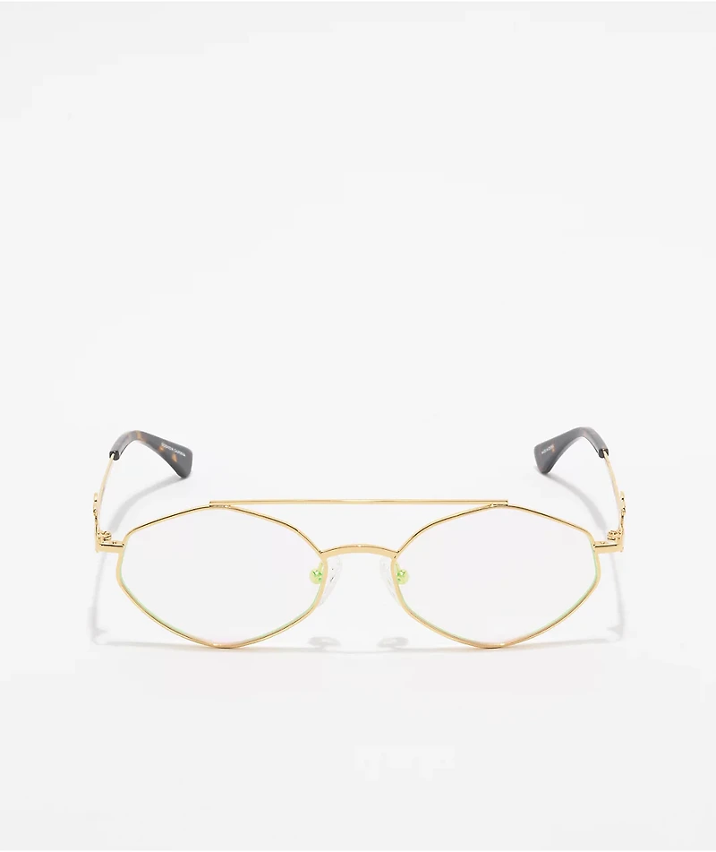 The Gold Gods The Zelus Gold & Crystal Multi Flash Sunglasses