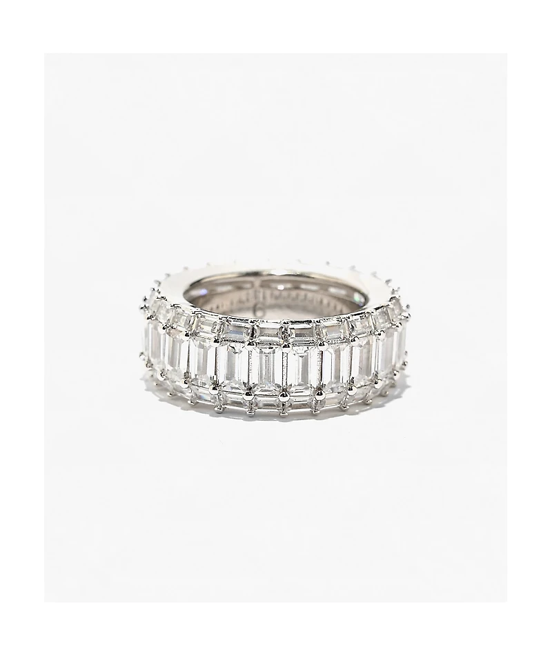 The Gold Gods Vermeil Diamond Baguette Eternity White Gold Ring