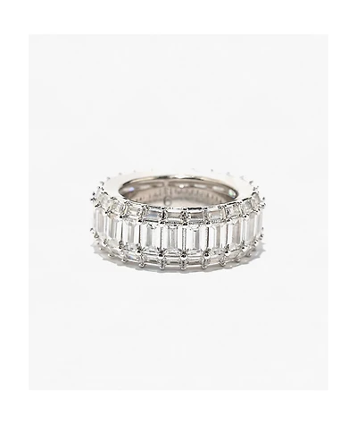 The Gold Gods Vermeil Diamond Baguette Eternity White Gold Ring