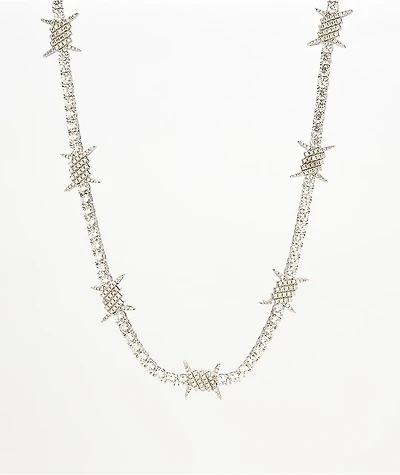 The Gold Gods White Gold 20" Barbed Wire Tennis Chain Necklace