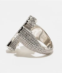 The Gold Gods White Baguette Cross Ring